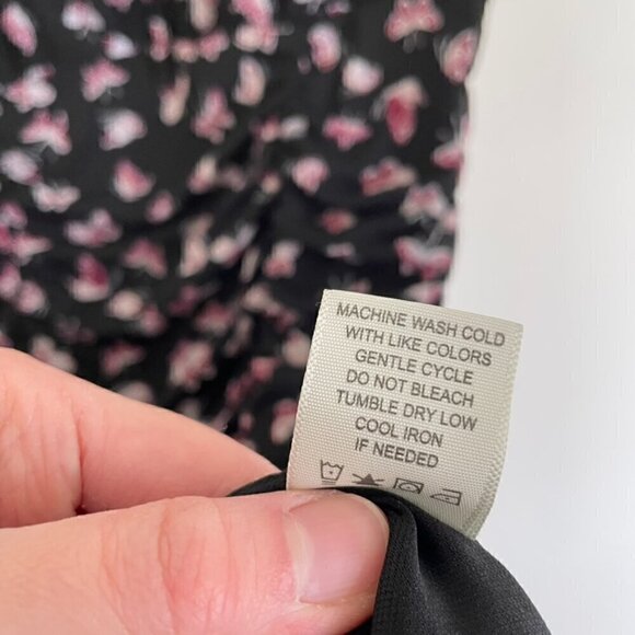 ULTRA FLIRT Black Burgundy Butterfly Print Mesh Tie Neck Y2K Ruched Mini Dress M - Picture 12 of 15